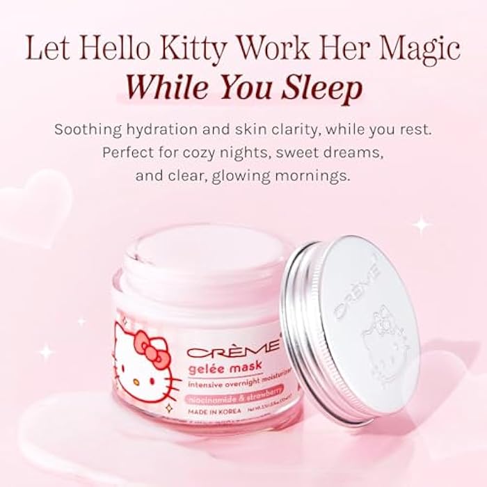 Hello Kitty The Crème Shop x Hello Kitty Face Mask Pack - Bundle with Klean Beauty Gelee Masks Made in Korea with Niacinamide & Strawberry to Clarify & Tone Sensitive Skin | The Creme Shop Skin Care - Image 2