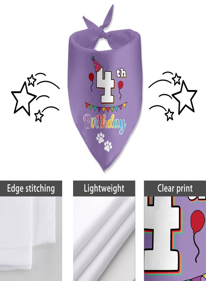 Lmaurrizt 4th Birthday Dog Bandana Funny Dog Birthday Party Accessories Pet Scarf for Dog Photo Prop Triangle Scarf for Pet 4th Birthday Party Decoration - Image 5