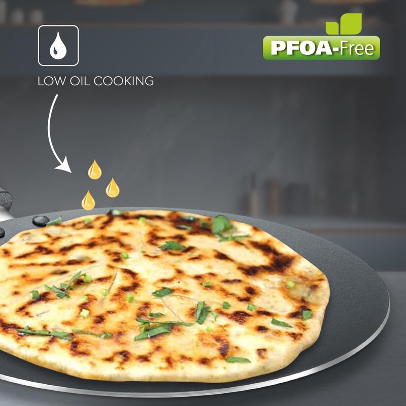 Judge by Prestige 28Cm Everyday Non-Stick Concave Tawa (Aluminium) | Low Oil Cooking | Easy to Clean |Cool Touch Handle, Black - Image 4