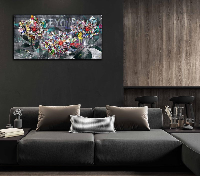 SIXTTART فن الجدران القماشي الملون من SIXTTART بتصميم زهرة جرافيتي - Image 3