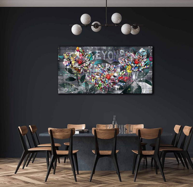 SIXTTART فن الجدران القماشي الملون من SIXTTART بتصميم زهرة جرافيتي - Image 2