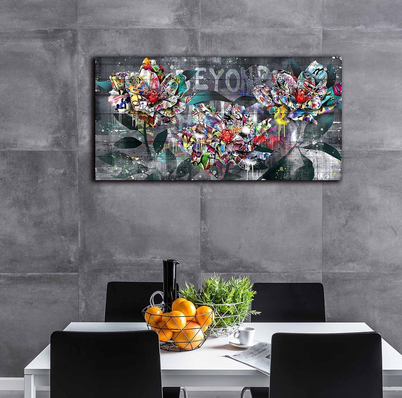 SIXTTART فن الجدران القماشي الملون من SIXTTART بتصميم زهرة جرافيتي - Image 4