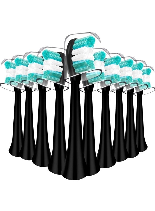 Mullburry Replacement Toothbrush Heads Compatible with AquaSonic Black Series Vibe Series Electric Toothbrush, Curved Shape Design Planted with Nylon Bristle (Black) - Image 1