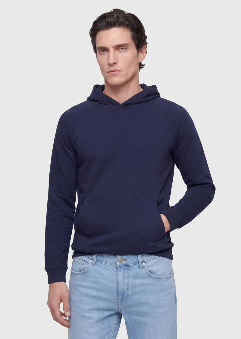 Ramsey Navy Blue Hooded Plain Sweatshirt