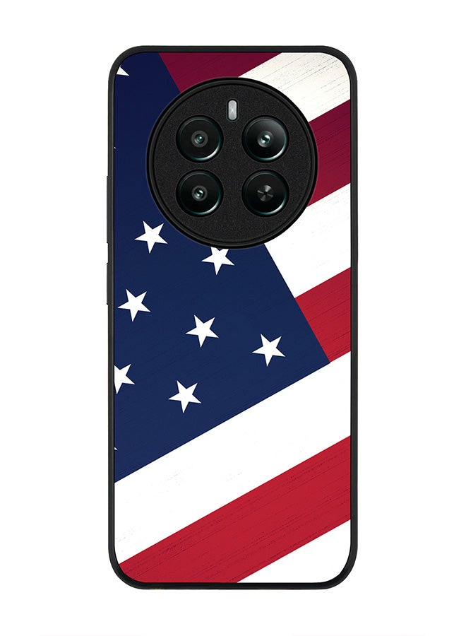 Stylizedd Rugged Black edge case for Realme 12 Plus 5G / Realme 12 4G, Slim fit Soft Case Flexible Anti Drop TPU Gel Thin Cover -  Flag Of US - Image 1
