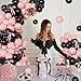 NUTTYBASH Pink Black Balloon Garland Arch Kit 141Pcs Pink and Black Balloons Different Sizes 18 10 5 Inch and Bows for Coquette Birthday Wedding Baby Shower Bridal Shower Party Decorations - Image 4