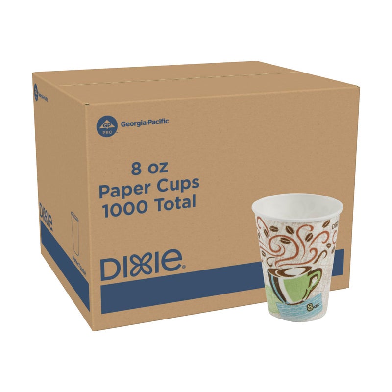 Georgia-Pacific Dixie PerfecTouch 8 oz Paper Coffee Cups by GP PRO, Coffee Haze Design, 1000 Count (50 Disposable Cups Per Sleeve, 20 Sleeves/Case), 5338CD - Image 1
