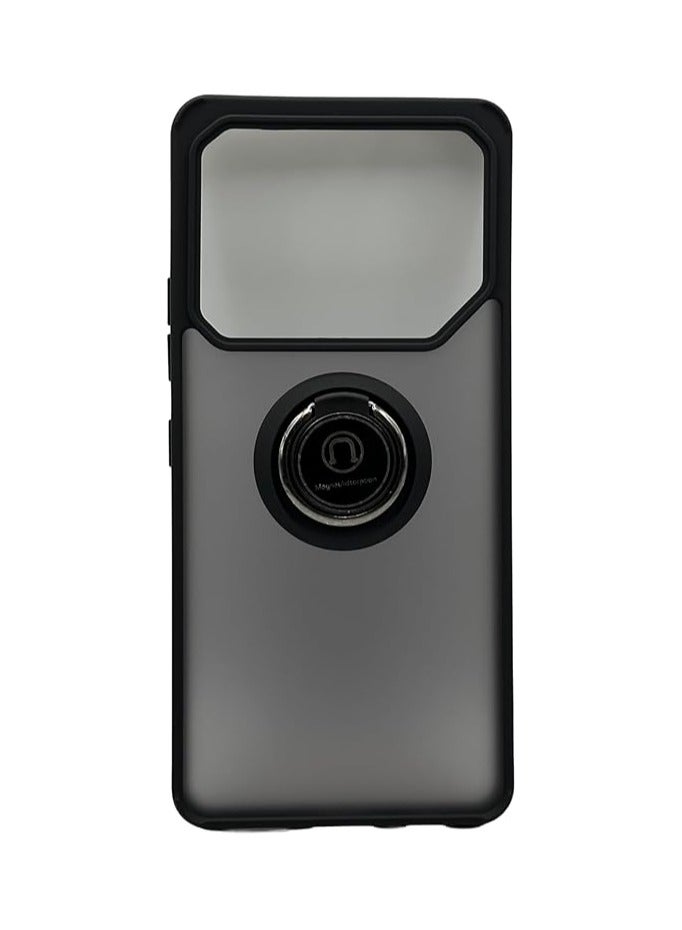 Tecno Pova 6 Case/Tecno Pova 6 Pro Case Cover Camera Protection Thin Translucent Shockproof Matte Back Cover with 360 rotational Magnetic Ring Holder Case For Tecno Pova 6/Pova 6 Pro 5G Case Black - Image 2