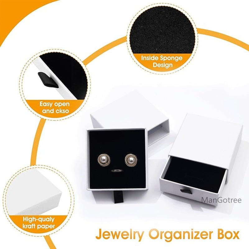 Red Dot Gift® 12 Pack White Jewelry Gift Boxes - 5x5x3.5cm Cardboard Organizer - Image 4