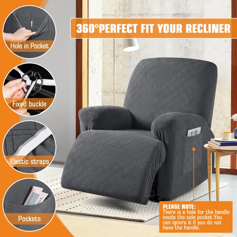 VANSOFY Recliner Chair Covers, 3-Pieces Stretch Recliner Covers for Recliner Chair Soft Reclining Chair Slipcover Furniture Protector for Dogs Cats(Charcoal Gray) - Image 5