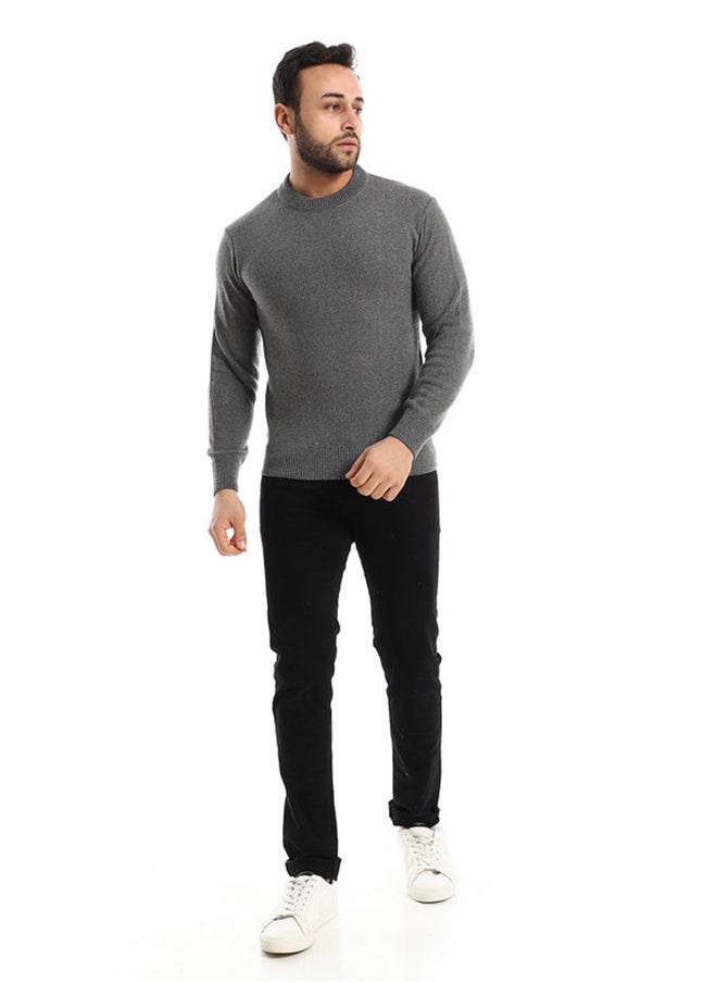 Andora Knitted Round Neck Heather Charcoal Pullover  - Image 1
