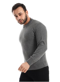 Andora Knitted Round Neck Heather Charcoal Pullover  - Image 3