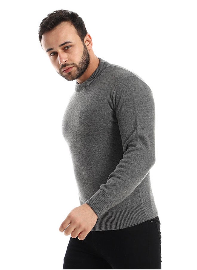Andora Knitted Round Neck Heather Charcoal Pullover  - Image 3