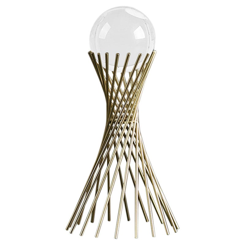 Sritob Transparent with Gold Stand – Ornament with Base, Nordic Ornaments, Creative Display Stand for Crafts, Decoration Furniture