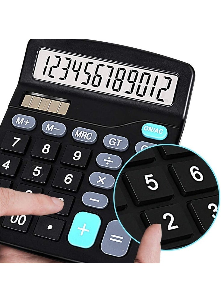 DEXIN KK-837B 12-Digit Electronic Calculator, Dual Power Solar & Battery Calculator, Large Display Desktop Calculator, Big Button Office Calculator with Percentage Function, GT & MU Keys, Portable Business Calculator for Home, School, Office and Accounting Use - Image 2