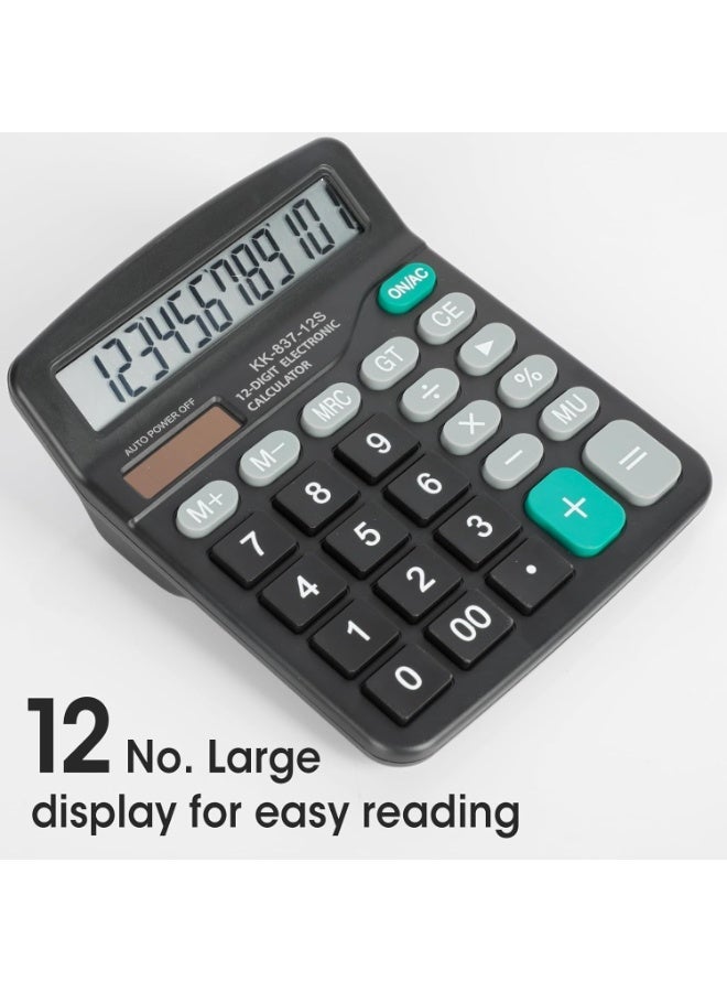DEXIN KK-837B 12-Digit Electronic Calculator, Dual Power Solar & Battery Calculator, Large Display Desktop Calculator, Big Button Office Calculator with Percentage Function, GT & MU Keys, Portable Business Calculator for Home, School, Office and Accounting Use - Image 5