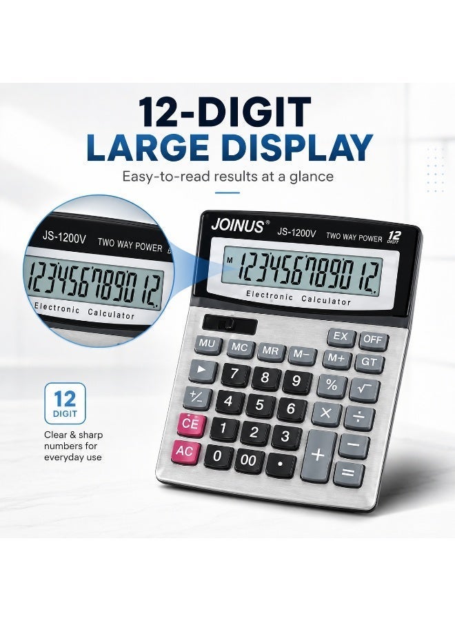 JOINUS Large Display Desktop Electronic Calculator with Big Buttons, Two Way Power Calculator for Office, Business, Accounting, School & Home Use – 1200V - Image 3