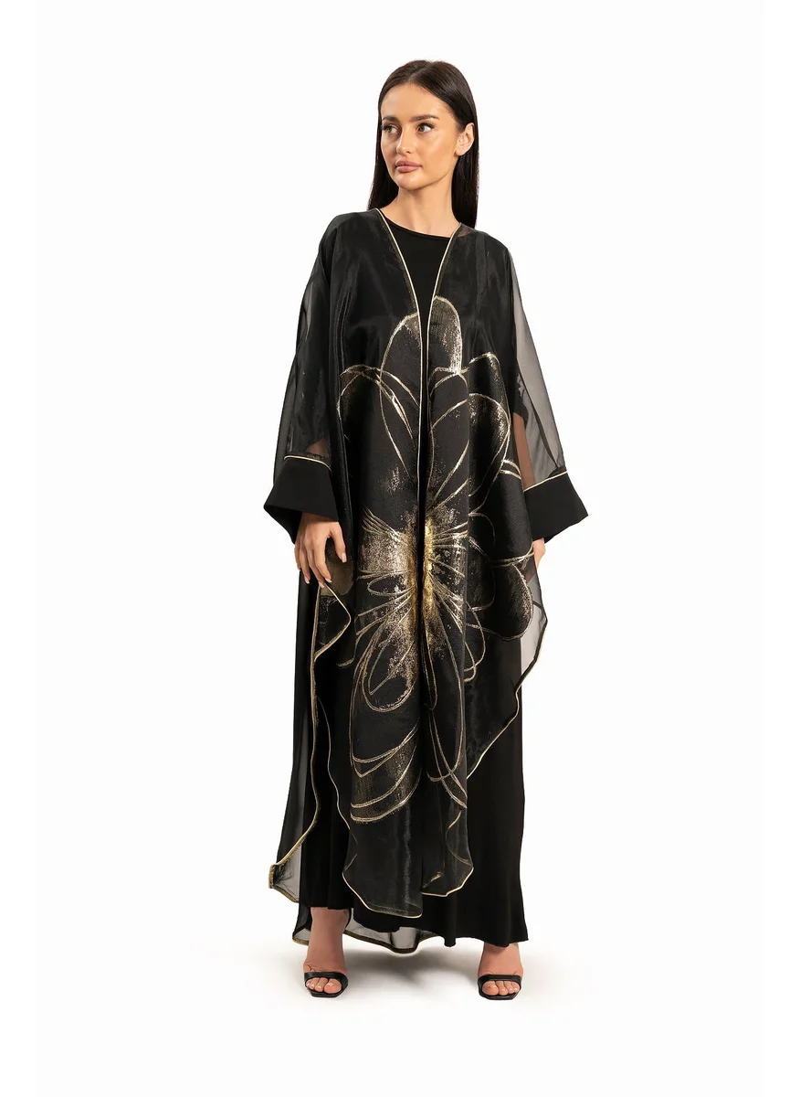 وي كرييت Women Black with Gold Floral Print Kaftan By WECRE8
