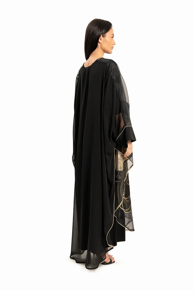 Wecre8 Women Black with Gold Floral Print Kaftan By WECRE8