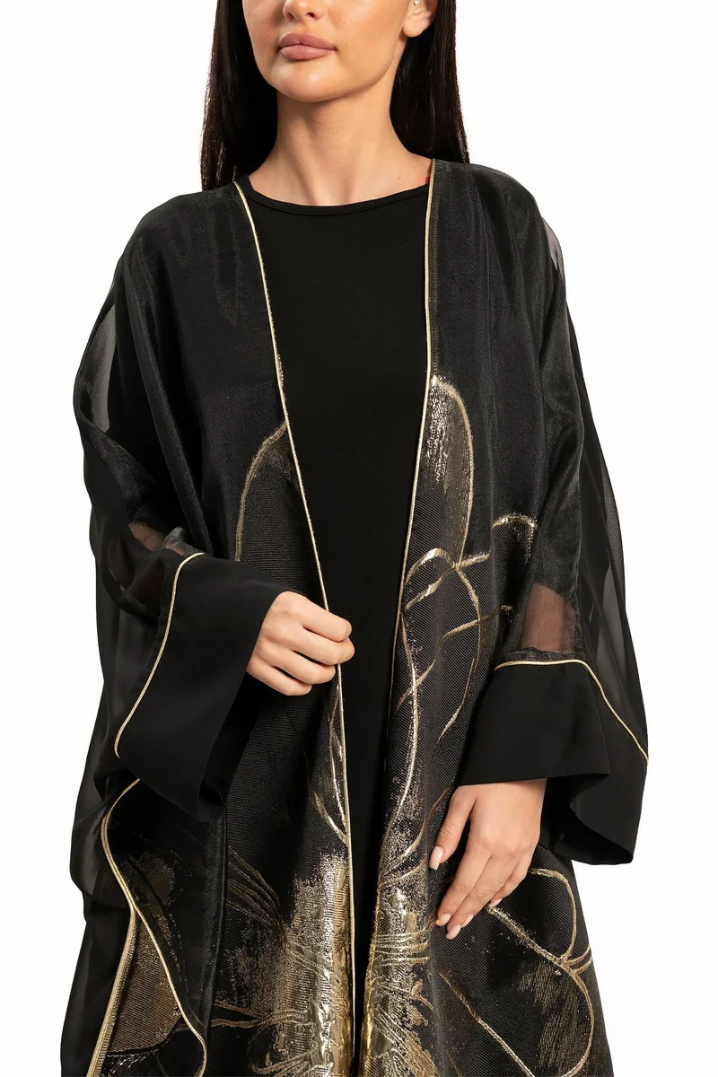 Wecre8 Women Black with Gold Floral Print Kaftan By WECRE8