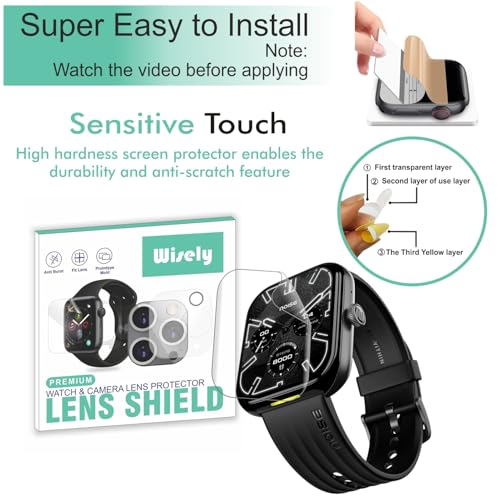 Wisely |3pcs| Screen Guard Protector For Noise Ultra 3 Luminary Smartwatch |1.96"| Bubble Free, Easy installation kit, Clear HD, Full Cover - Image 2