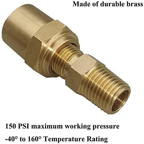Zeiboat Pipe Fitting Adapter of 1/4" NPTF Male x 3/8" Hose ID x 5/8" Hose OD, Pipe Connector Replacement Part, Brass - Image 2