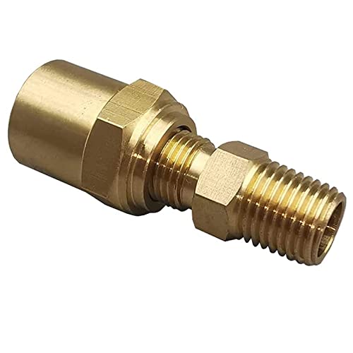 Zeiboat Pipe Fitting Adapter of 1/4" NPTF Male x 3/8" Hose ID x 5/8" Hose OD, Pipe Connector Replacement Part, Brass - Image 1