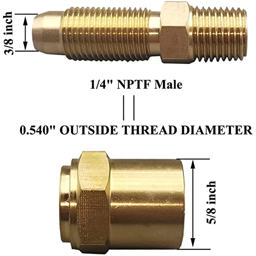 Zeiboat Pipe Fitting Adapter of 1/4" NPTF Male x 3/8" Hose ID x 5/8" Hose OD, Pipe Connector Replacement Part, Brass - Image 3