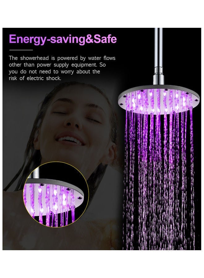 NIBEMINENT LED Rainfall Shower Head Silver 6inch - Image 2