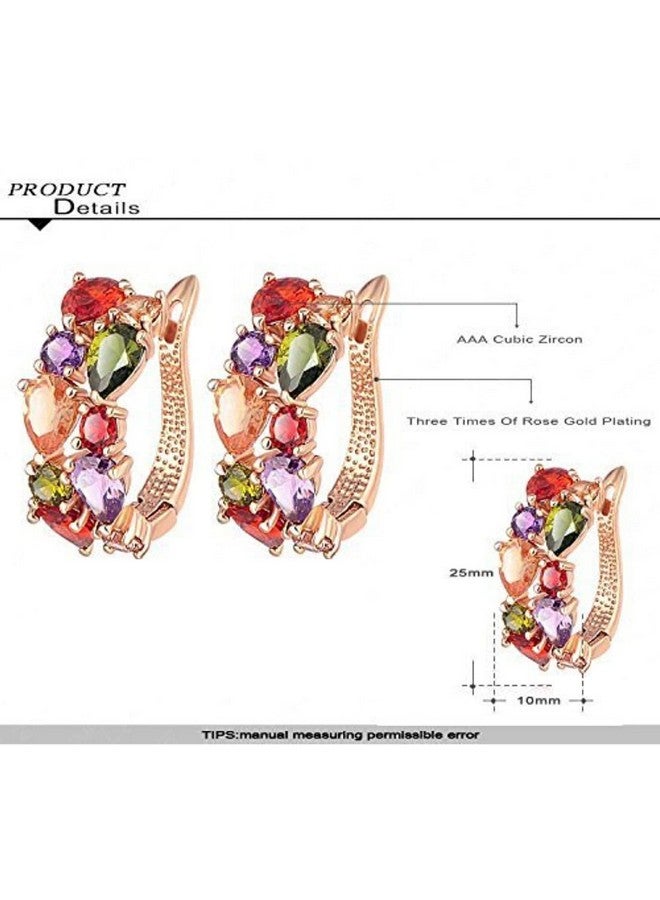 YouBella مجموعة أقراط يوبلا للمجوهرات الأنيقة بأحدث التصاميم الغربية مع كريستالات ملونة مطلية بالذهب (مجموعة) - Image 2