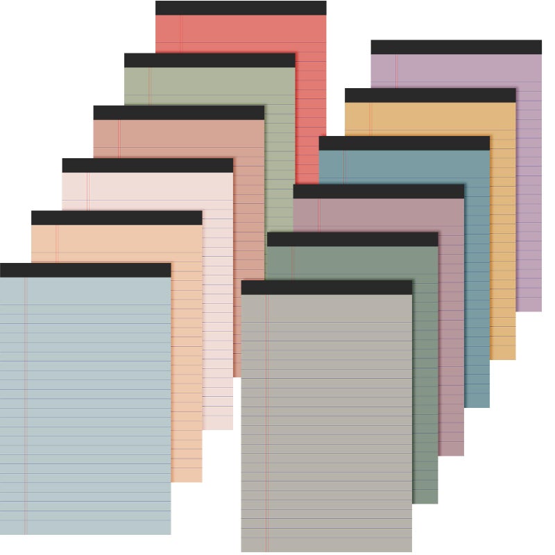 Lincia 12 Pcs 12 Pcs 5" x 8" Small Legal Pads Colored Lined Note Pads Narrow Ruled Writing Notepads 50 Sheets Per Micro Paper Notebook Lined and Perforated for College Office Supplies (Retro Colors) - Image 1