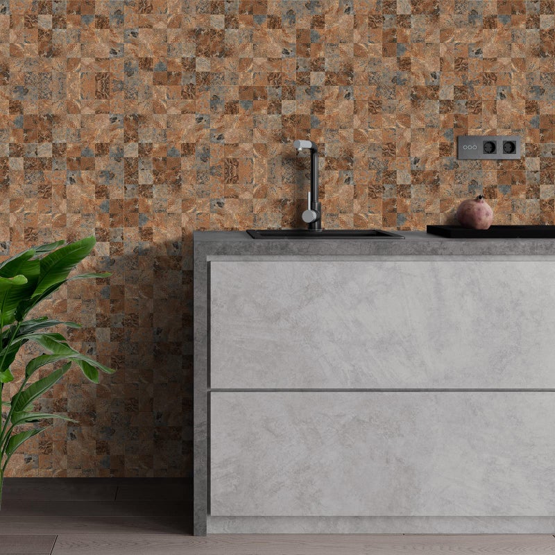 Midcard 10 Piece Peel and Stick Backsplash Imitation Rust Brown PVC Tile, Kitchen Backsplash - Image 2