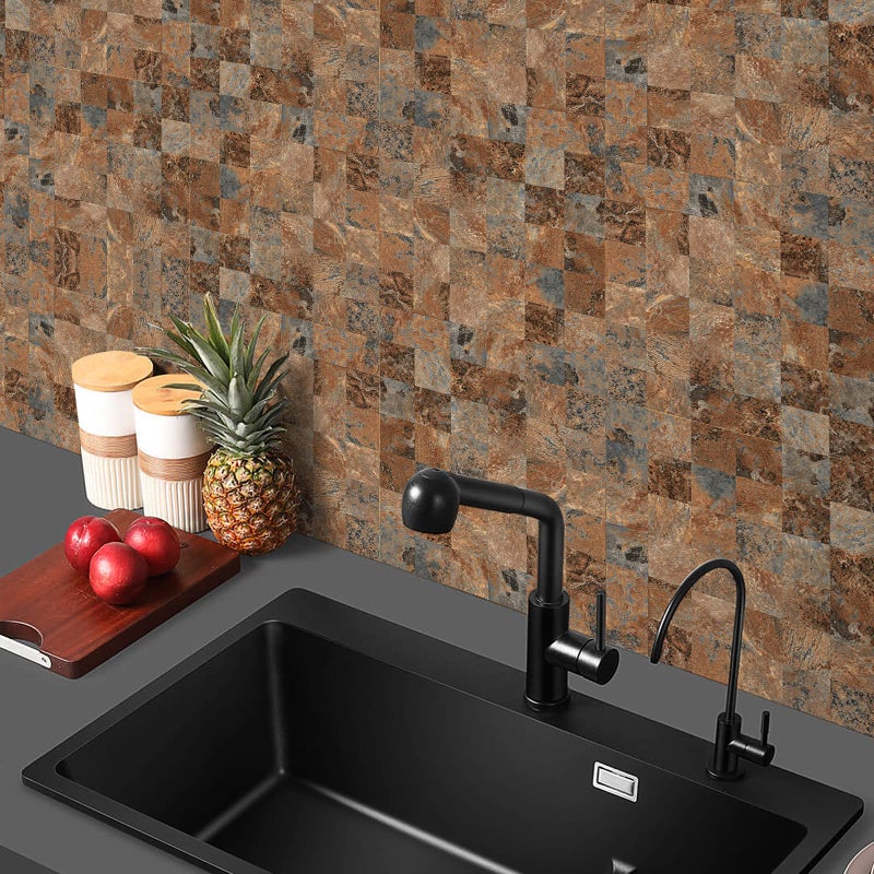 Midcard 10 Piece Peel and Stick Backsplash Imitation Rust Brown PVC Tile, Kitchen Backsplash - Image 4