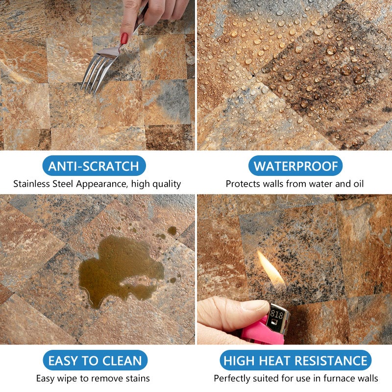 Midcard 10 Piece Peel and Stick Backsplash Imitation Rust Brown PVC Tile, Kitchen Backsplash - Image 5