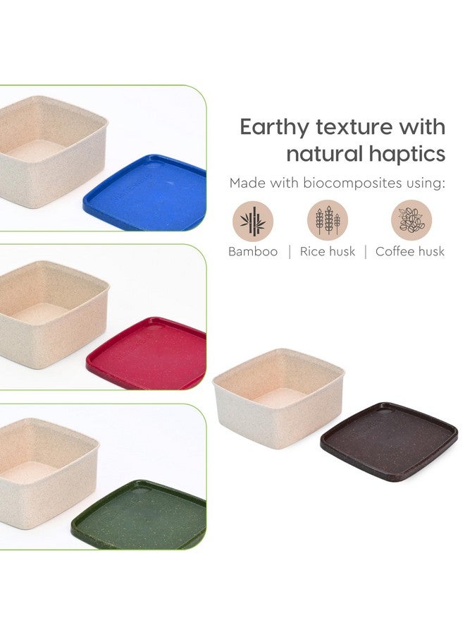 Eha Earth Friendly Storage Containers With Lid | Set of 4 | 500 ml | Made With Rice Husk | Microwave Safe & Fridge Storage Boxes | Multi-Light - Image 5
