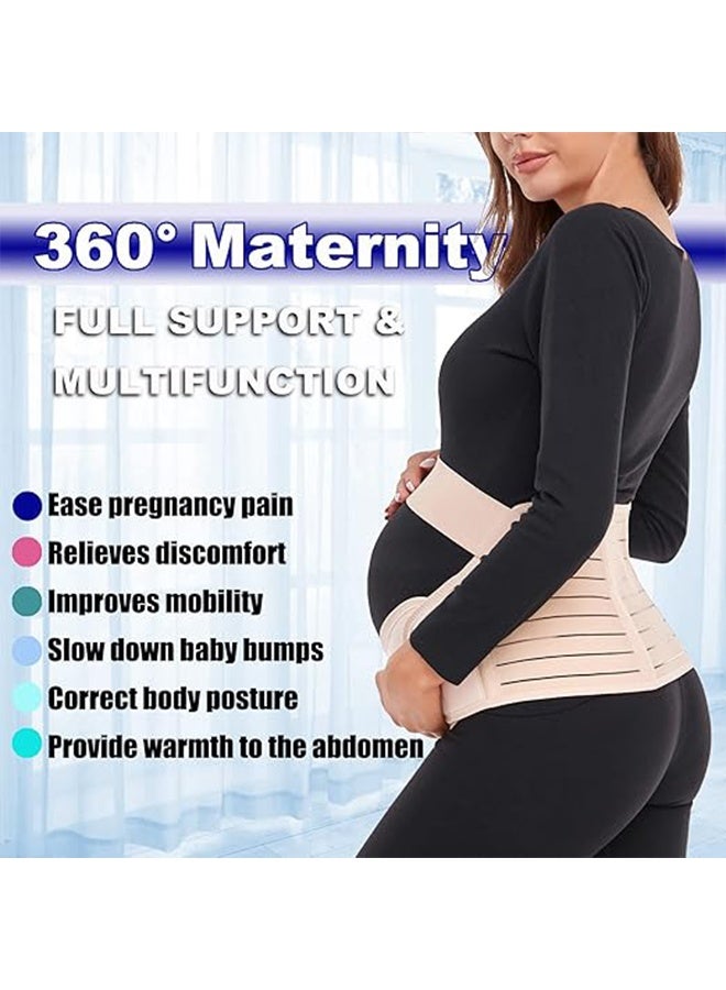 Maternity Belt, Pregnancy 3 in 1 Support Belt for Back/Pelvic/Hip Pain, Maternity Band Belly Support for Pregnancy Belly Support Band (L,Beige) - Image 4
