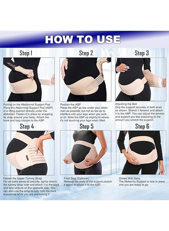 Maternity Belt, Pregnancy 3 in 1 Support Belt for Back/Pelvic/Hip Pain, Maternity Band Belly Support for Pregnancy Belly Support Band (L,Beige) - Image 2