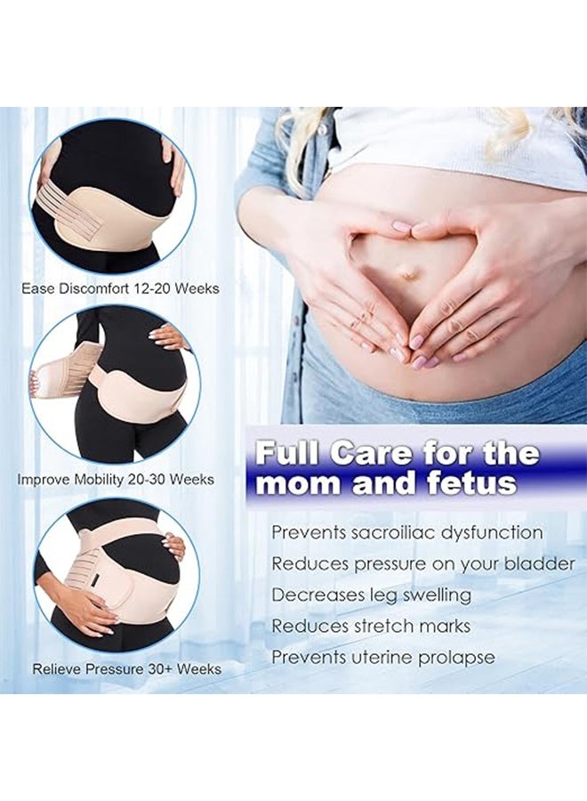 Maternity Belt, Pregnancy 3 in 1 Support Belt for Back/Pelvic/Hip Pain, Maternity Band Belly Support for Pregnancy Belly Support Band (L,Beige) - Image 5