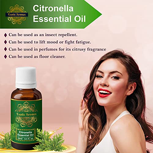 Exotic Aromas Citronella Essential Oil for Aroma Therapy, Hair & Skin (15Ml + 15Ml) Pack of 2 - Image 4