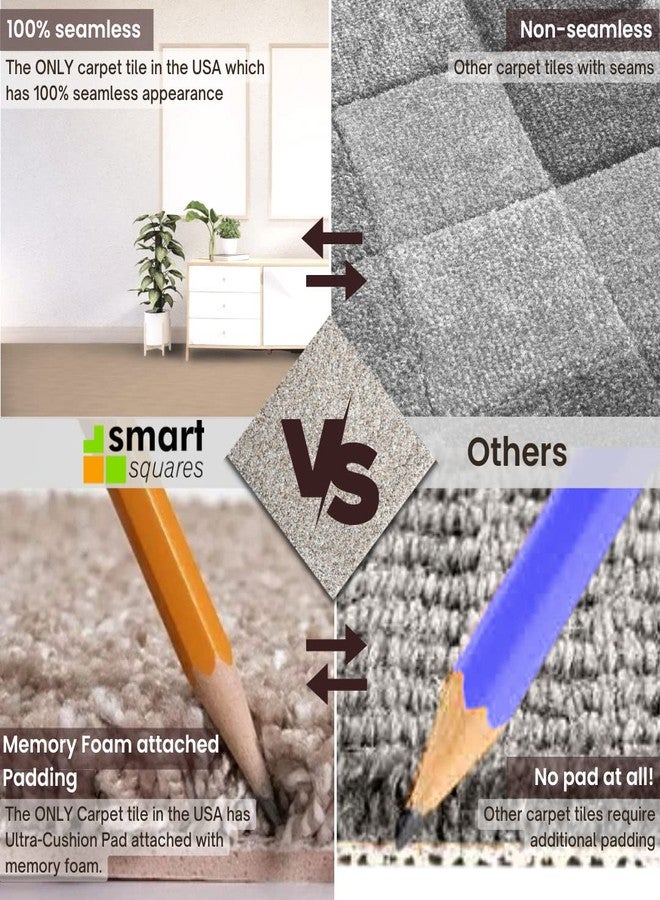 SMART SQUARES THE SIMPLE FLOORING SOLUTION بلاط سجاد سمارت سكويرز إن أ سناب بريميوم مصنوع في الولايات المتحدة الأمريكية مقاس 8x8 بوصة، مبطن ناعم، مظهر سلس، سهل التركيب بنفسك (عينة - 708 كلايستون) - Image 4