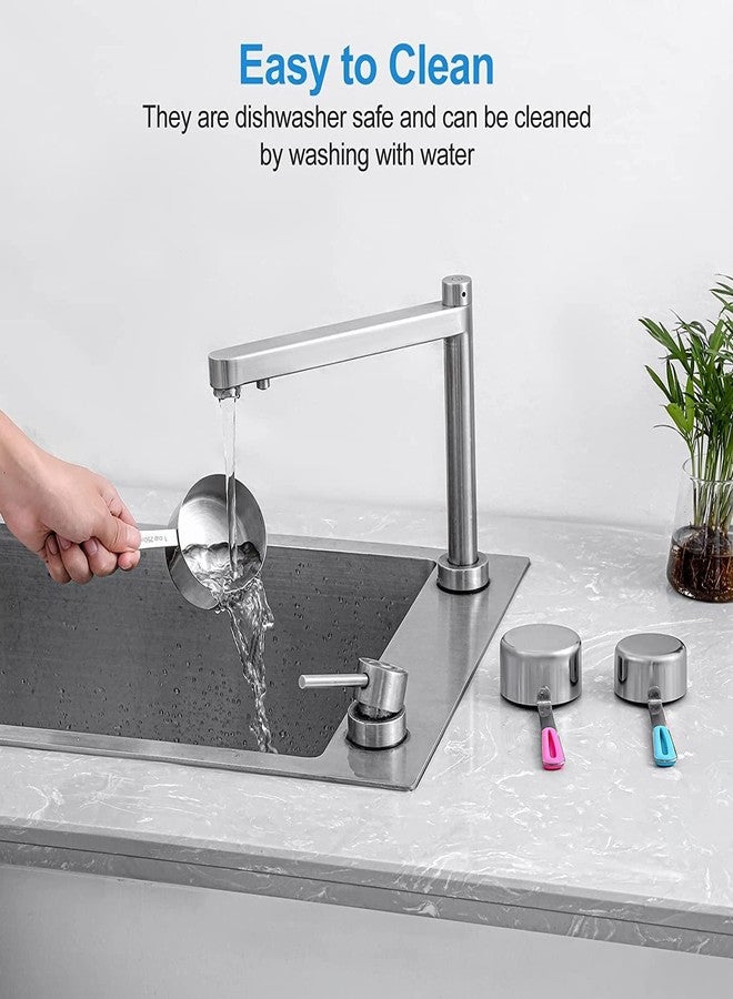 Bopei طقم أكواب وملاعق قياس من بوبي، مصنوع من الفولاذ المقاوم للصدأ، مكون من 12 قطعة للطبخ والخبز (7 أكواب + 5 ملاعق، بمقابض ملونة). - Image 5