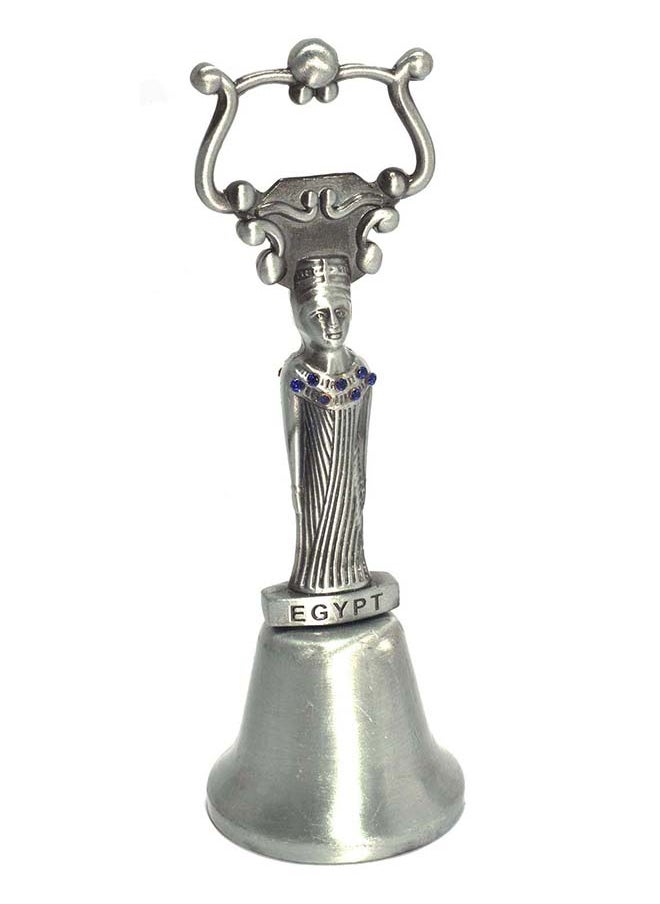 immatgar pharaonic Decorative Egyptian Metal Call Bell Hand Bell ancient Egyptian souvenirs gifts from Egypt Collectible Pharaohs (Nefertiti -Burnt Silver) 