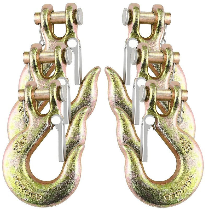 EPHECH 5/16" Clevis Slip Hook with Safety Latch, 6 Pack Heavy Duty Clevis Chain Hook for 5/16" Grade 70 Transport Chain, 14000LBS Capacity for Heavy Load - Image 1