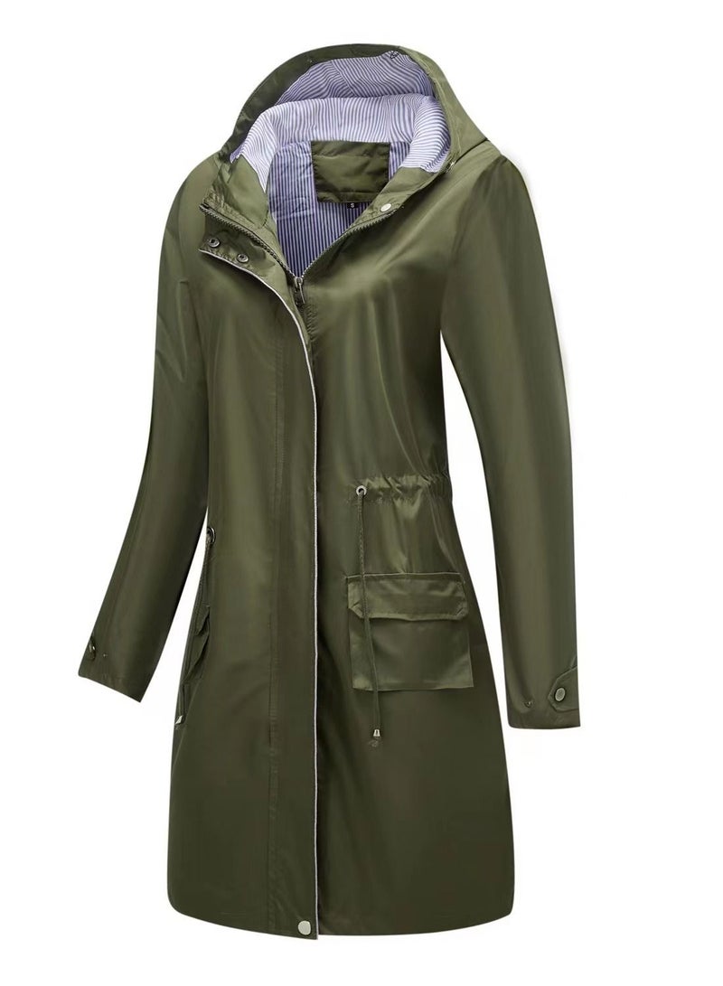 Loquat Autumn Winter Women's Hooded Windbreaker Casual Long Coat  - Image 2