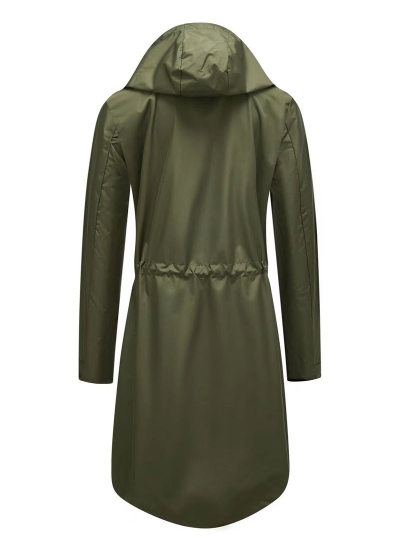 Loquat Autumn Winter Women's Hooded Windbreaker Casual Long Coat  - Image 3