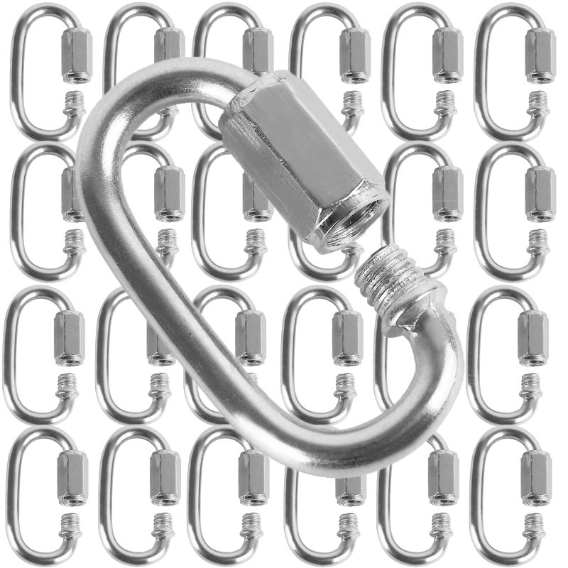 KINJOEK KINJOEK 24 Pack M4 4MM Quick Link, Heavy Duty Stainless Steel Quick Link for Hammock, Camping and Outdoor Equipment, Max. Load 500 Lb  - Image 1