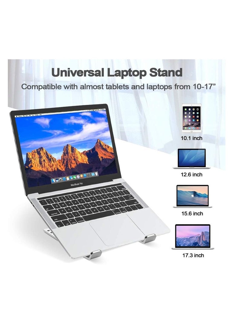 MIKUSO Adjustable Laptop Stand for Desk- Foldable Aluminum Laptop Stand Silver- Lightweight, Portable Laptop RiserDurable Laptop Holder Adjustable Compatible with MacBook, Dell, HP & More- 27x5.5x2.5cm  - Image 4