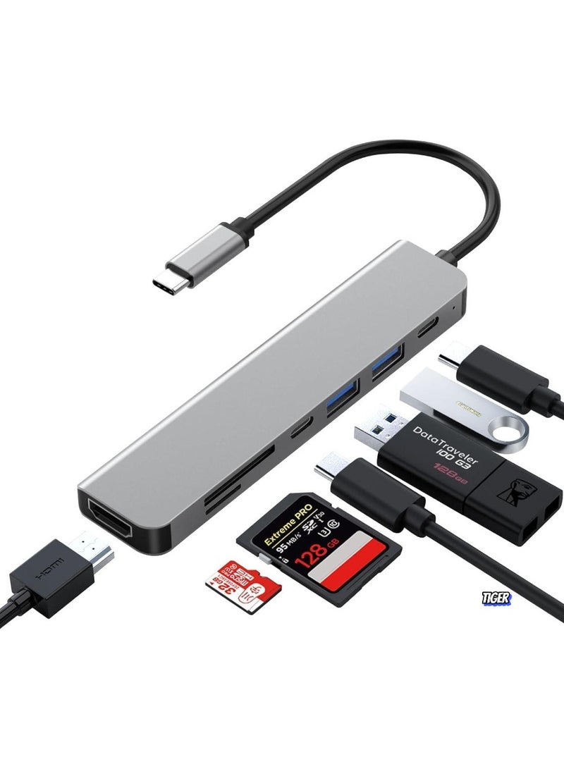 TIGER 7-in-1 USB C Hub Docking Station with 4K HDMI, 100W PD, 3 USB Data Ports (1 USB-C & 2 USB 3.0), SD/TF Card Reader – Multiport Adapter for MacBook, Dell, HP, ASUS, Steam Deck & More - Image 4