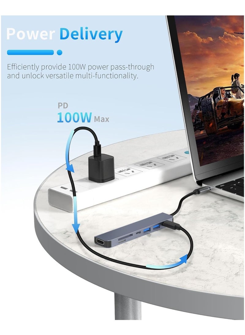 TIGER 7-in-1 USB C Hub Docking Station with 4K HDMI, 100W PD, 3 USB Data Ports (1 USB-C & 2 USB 3.0), SD/TF Card Reader – Multiport Adapter for MacBook, Dell, HP, ASUS, Steam Deck & More - Image 3