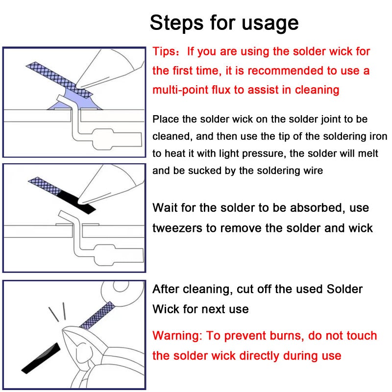Lesnow solder wick braid 10ft Length Desoldering Wick Braid Remover Tool Solder Sucker 1 piece No-Clean soldering Wick Wire Roll and Disassemble Electrical Components - Image 4